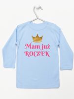 mam już roczek nadruk dla dziewczynki koszulka z długim rękawem kolor błękitny 216