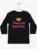 mam już roczek nadruk dla dziewczynki koszulka z długim rękawem kolor czarny 216