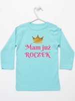 mam już roczek nadruk dla dziewczynki koszulka z długim rękawem kolor miętowy 216