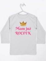 mam już roczek nadruk dla dziewczynki koszulka z długim rękawem kolor szary 216