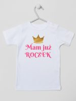 mam już roczek nadruk dla dziewczynki koszulka z krótkim rękawem kolor biały 216
