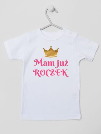 mam już roczek nadruk dla dziewczynki koszulka z krótkim rękawem kolor biały 216