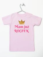 mam już roczek nadruk dla dziewczynki koszulka z krótkim rękawem kolor różowy 216