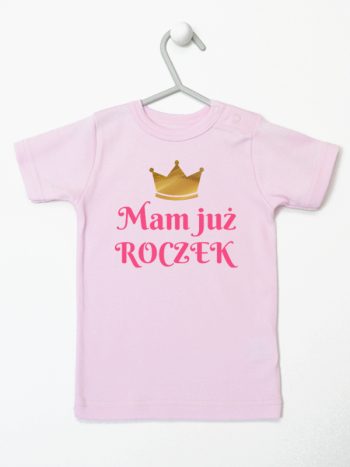 mam już roczek nadruk dla dziewczynki koszulka z krótkim rękawem kolor różowy 216