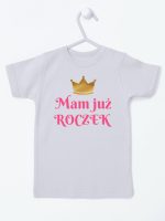 mam już roczek nadruk dla dziewczynki koszulka z krótkim rękawem kolor szary 216