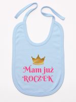 mam już roczek nadruk dla dziewczynki śliniak niemowlęcy kolor błękitny 216