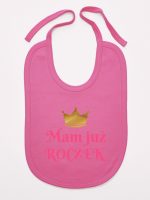 mam już roczek nadruk dla dziewczynki śliniak niemowlęcy kolor ciemny różowy 216