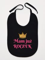 mam już roczek nadruk dla dziewczynki śliniak niemowlęcy kolor czarny 216