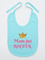 mam już roczek nadruk dla dziewczynki śliniak niemowlęcy kolor miętowy 216