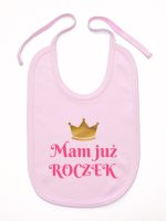 mam już roczek nadruk dla dziewczynki śliniak niemowlęcy kolor różowy 216