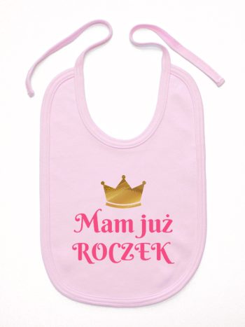 mam już roczek nadruk dla dziewczynki śliniak niemowlęcy kolor różowy 216
