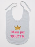 mam już roczek nadruk dla dziewczynki śliniak niemowlęcy kolor szary 216