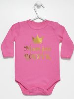 mam już roczek z koroną nadruk złoty body z długim rękawem kolor ciemny różowy 156