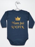 mam już roczek z koroną nadruk złoty body z długim rękawem kolor granatowy 156
