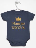 mam już roczek z koroną nadruk złoty body z krótkim rękawem kolor granatowy 156