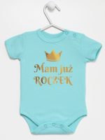 mam już roczek z koroną nadruk złoty body z krótkim rękawem kolor miętowy 156