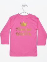 mam już roczek z koroną nadruk złoty koszulka z długim rękawem kolor ciemny różowy 156