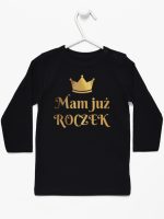 mam już roczek z koroną nadruk złoty koszulka z długim rękawem kolor czarny 156