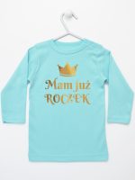 mam już roczek z koroną nadruk złoty koszulka z długim rękawem kolor miętowy 156