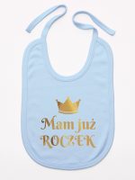 mam już roczek z koroną nadruk złoty śliniak niemowlęcy kolor błękitny 156