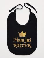 mam już roczek z koroną nadruk złoty śliniak niemowlęcy kolor czarny 156