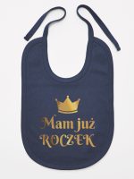 mam już roczek z koroną nadruk złoty śliniak niemowlęcy kolor granatowy 156