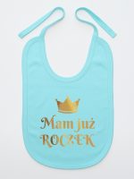mam już roczek z koroną nadruk złoty śliniak niemowlęcy kolor miętowy 156