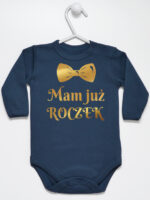 mam już roczek z muchą nadruk złoty body z długim rękawem kolor granatowy 250 mam już roczek z muchą nadruk złoty body z długim rękawem kolor granatowy 250