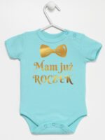 mam już roczek z muchą nadruk złoty body z krótkim rękawem kolor miętowy 250 mam już roczek z muchą nadruk złoty body z krótkim rękawem kolor miętowy 250