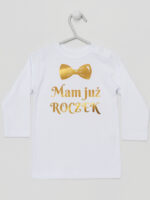 mam już roczek z muchą nadruk złoty koszulka z długim rękawem kolor biały 250 mam już roczek z muchą nadruk złoty koszulka z długim rękawem kolor biały 250