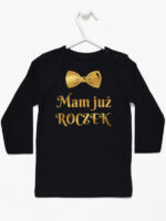 mam już roczek z muchą nadruk złoty koszulka z długim rękawem kolor czarny 250 mam już roczek z muchą nadruk złoty koszulka z długim rękawem kolor czarny 250
