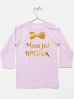 mam już roczek z muchą nadruk złoty koszulka z długim rękawem kolor różowy 250 mam już roczek z muchą nadruk złoty koszulka z długim rękawem kolor różowy 250