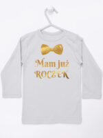 mam już roczek z muchą nadruk złoty koszulka z długim rękawem kolor szary 250 mam już roczek z muchą nadruk złoty koszulka z długim rękawem kolor szary 250