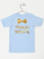 mam już roczek z muchą nadruk złoty koszulka z krótkim rękawem kolor błękitny 250 mam już roczek z muchą nadruk złoty koszulka z krótkim rękawem kolor błękitny 250