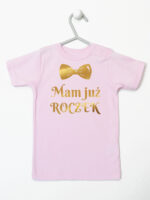 mam już roczek z muchą nadruk złoty koszulka z krótkim rękawem kolor różowy 250 mam już roczek z muchą nadruk złoty koszulka z krótkim rękawem kolor różowy 250