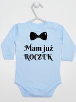 mam już roczek z muszką body z długim rękawem kolor błękitny 157