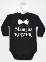mam już roczek z muszką body z długim rękawem kolor czarny 157