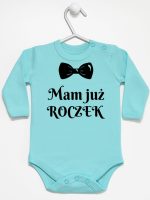 mam już roczek z muszką body z długim rękawem kolor miętowy 157