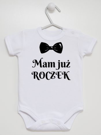 mam już roczek z muszką body z krótkim rękawem kolor biały 157