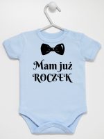 mam już roczek z muszką body z krótkim rękawem kolor błękitny 157