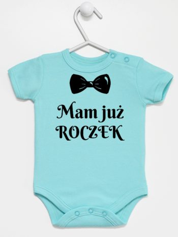 mam już roczek z muszką body z krótkim rękawem kolor miętowy 157