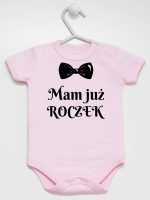 mam już roczek z muszką body z krótkim rękawem kolor różowy 157