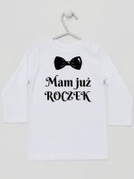 mam już roczek z muszką koszulka z długim rękawem kolor biały 157