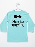 mam już roczek z muszką koszulka z długim rękawem kolor miętowy 157