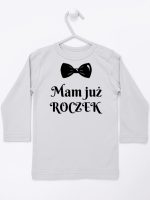 mam już roczek z muszką koszulka z długim rękawem kolor szary 157