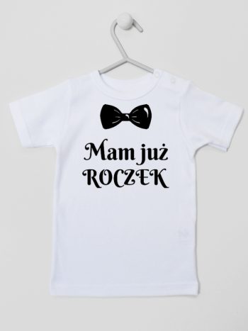 mam już roczek z muszką koszulka z krótkim rękawem kolor biały 157