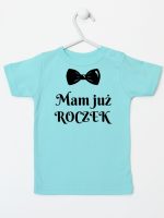 mam już roczek z muszką koszulka z krótkim rękawem kolor miętowy 157