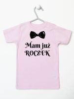 mam już roczek z muszką koszulka z krótkim rękawem kolor różowy 157