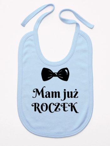 mam już roczek z muszką śliniak niemowlęcy kolor błękitny 157