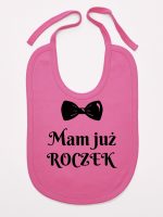 mam już roczek z muszką śliniak niemowlęcy kolor ciemny różowy 157